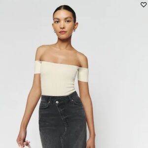 Reformation Holly Off The Shoulder Sweater Gossamer - Size S